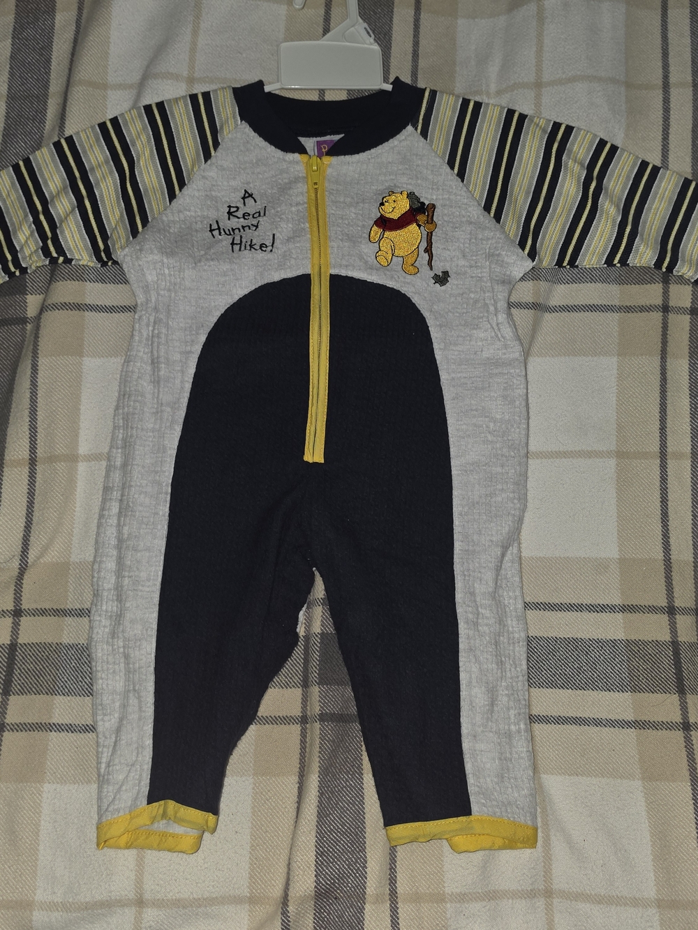 Disney Winnie the Pooh Gray, Black & Yellow Baby One-Piece